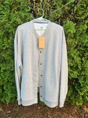 Goodfellow & Co Men's Light Gray Snap-Front Varsity Cardigan